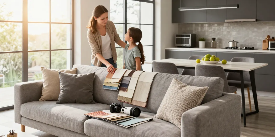 Entdecken Sie ein modernes Wohnzimmer, das günstige Möbel online mit stilvollen Sofas und lebendigem Dekor präsentiert.