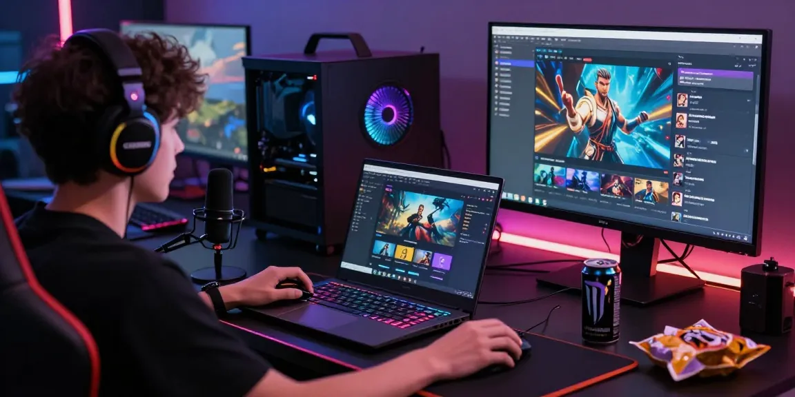 Online gaming experience at https://gemwin.pics/ with player engaged, gaming accessories, and vibrant atmosphere.