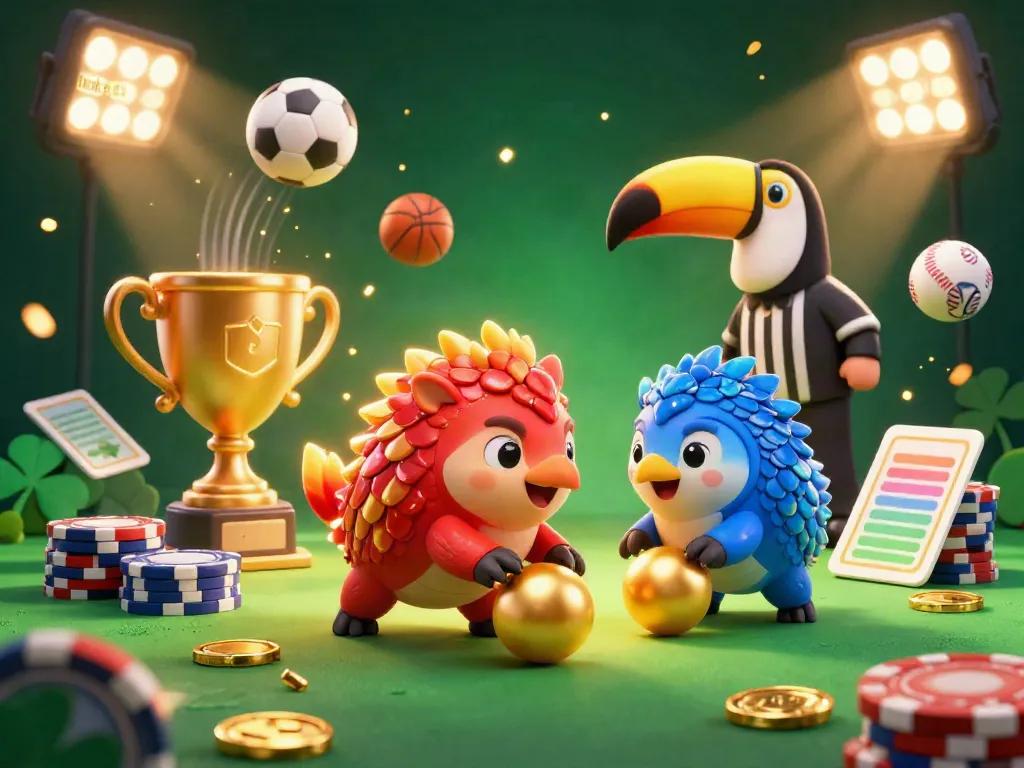 Experience the thrill of lucky88 with animated pangolins competing amidst sports elements and vibrant visuals.