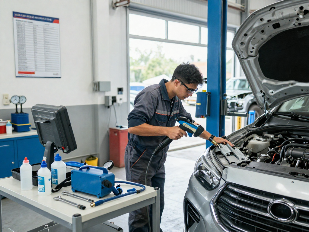 DPF Reinigung Hannover - Mechaniker reinigt Dieselpartikelfilter in einer professionellen Werkstatt mit modernen Geräten.