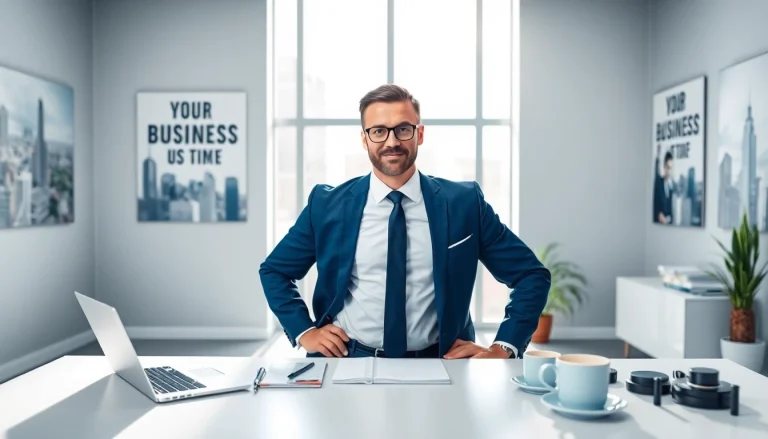 Headhunter Schweiz berät einen Klienten in einem modernen Büro mit natürlichem Licht und motivierenden Bildern.