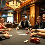 Játékosok játszanak a magyar online kaszinó játékasztalán, izgalmas légkörben.