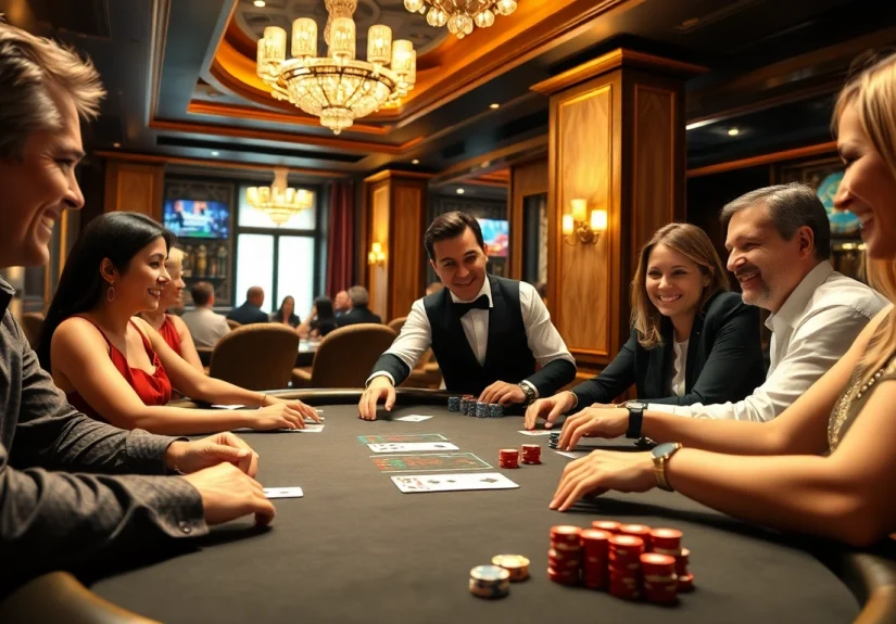 Játékosok játszanak a magyar online kaszinó játékasztalán, izgalmas légkörben.