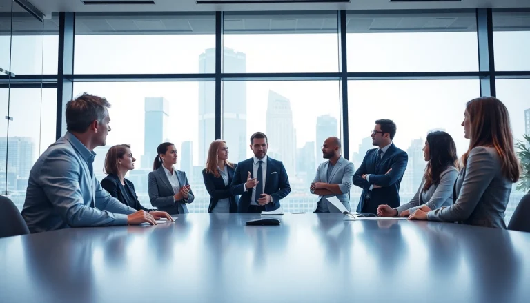 Headhunter Ingenieure in einer modernen Unternehmensberatung mit Ingenieuren während einer Besprechung.