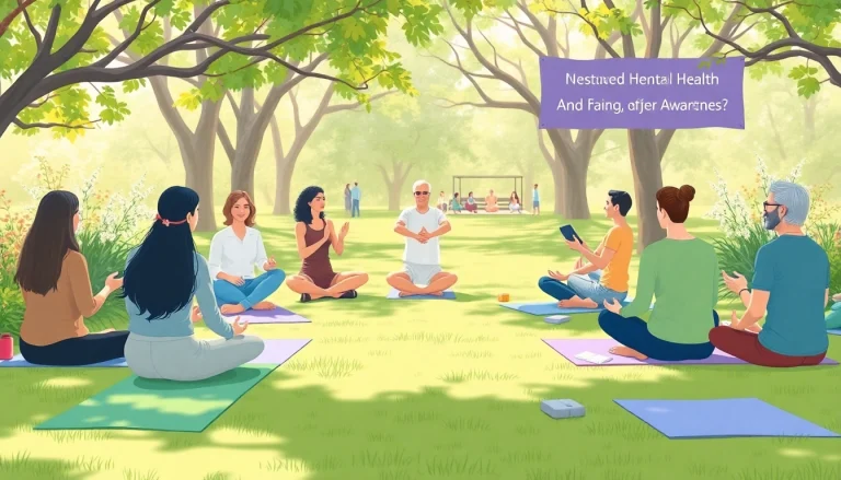 Promote mental health awareness at a vibrant community event featuring diverse participants.